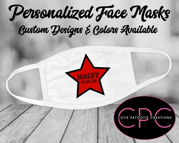 Hollywood Theme Custom Face Mask with Logo, Bat Mitzvah Face Mask, Bar Mitzvah Face Mask, Wedding Face Mask, Adults, Kids, Teens, Men, Women Il_570xn