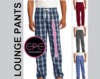 District Flannel Plaid Lounge Pants Custom Personalized Unisex Pants With Your Logo or Our FREE Logo