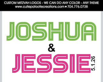 Bar & Bat Mitzvah Logo | Name Initials | B'nai Mitzvah Party Logo Design