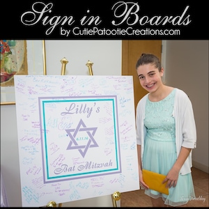 Sign in Boards for Bar, B'nai and Bat Mitzvahs Custom Designed with your Photo See listing description for size recommendation image 3