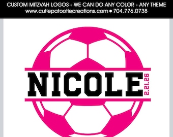 Bar & Bat Mitzvah Logo | Girls Soccer Theme | Custom Sports Mitzvah Branding