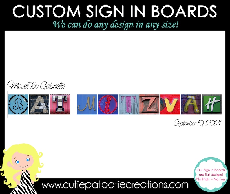 Mazel Tov Bat Mitzvah Sign in Board, Mazel Tov Bar Mitzvah Sign in Board image 5