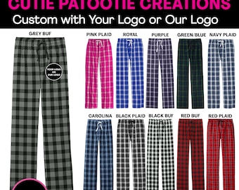 GREY BUFFALO Plaid Flannel Lounge Pajama Pant Party Favor Swag for Kids and Adults - Bar Bat Mitzvah - Weddings and Sweet 16 - Personalized