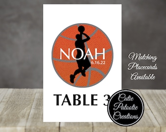 Custom Table Numbers - Basketball Bar Mitzvah Table Number - Basketball Bar Mitzvah Table Decor - Basketball Bar Mitzvah Number Signs