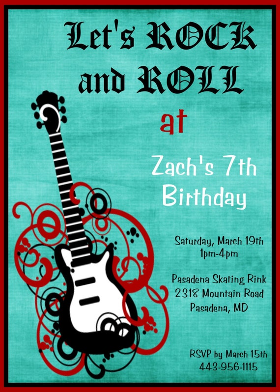 Items similar to Rockstar Birthday Invitation , Rock Star Birthday ...