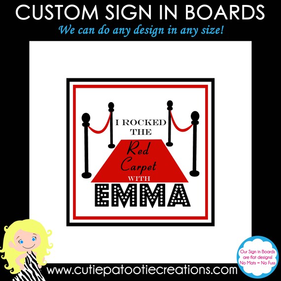 Hollywood Red Carpet Bat Mitzvah Sign in Board | Hollywood Star Walk of Fame Bat Mitzvah Sign in Board | Custom Colors Available Il_570xn