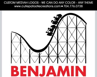 Custom Bar & Bat Mitzvah Logo | Personalized Mitzvah Branding | Digital Logo Design for Invitations, Swag and Decor | Rollercoaster Theme