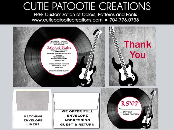 Bar Mitzvah Invitations, Bar Mitzvah Invitation, Envelope Addressing, Reply Card, Save the Date, Thank You Notes, Custom Colors Available Il_570xn