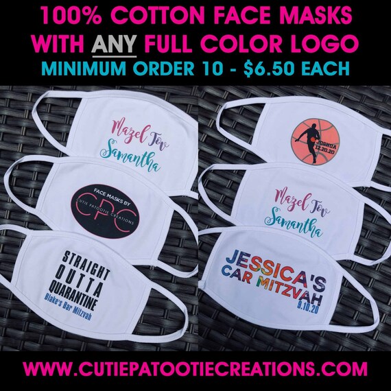 Adult Masks - Custom Mask - Personalized Mask - White Mask - Personalized Face Masks - Business - Guest - Wedding Mask - Birthday Il_570xn
