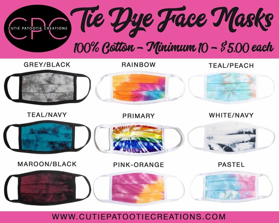 Tie Dye Face Masks for Bar Mitzvah, Bat Mitzvah Wedding, Sweet 16, Quinceanera, Birthday Party, Events, Work, School, Adults, Kids, Teens Il_570xn