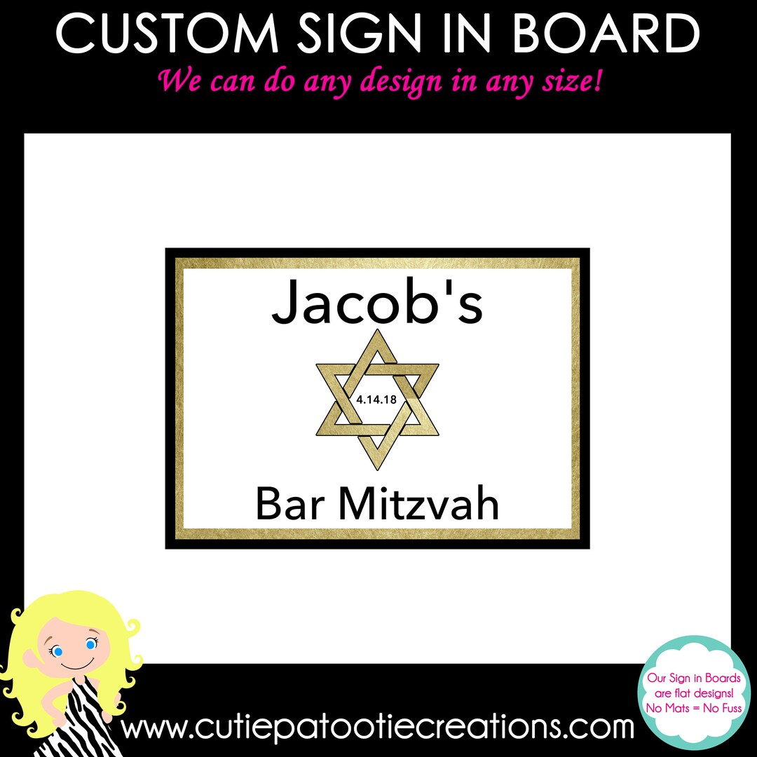 Bar Mitzvah Sign in Board Bat Mitzvah Sign in Board Sign in Etsy