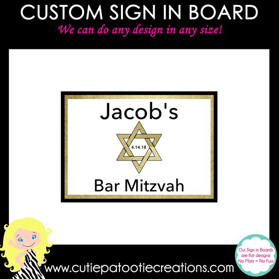 Bar Mitzvah Sign In Board, Bat Mitzvah Sign In Board, Sign in Pillow, Jewish Star Il_570xn