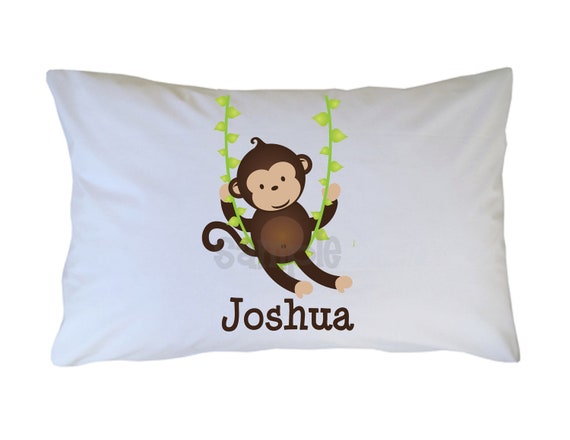 Monkey Pillow Case, Boy, Girl, Personalized Pillow Cases for Kids Il_570xn
