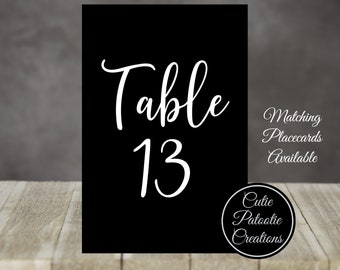 Table Number Cards for Weddings, Bat Mitzvah, Bar Mitzvah, Sweet 16 - Choose your Font - Choose your Colors