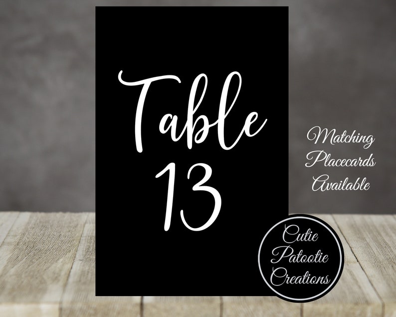 Table Number Cards for Weddings, Bat Mitzvah, Bar Mitzvah, Sweet 16 Choose your Font Choose your Colors image 1