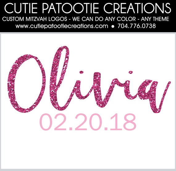 Bat Mitzvah Logo - Monogram Name in Glitter Bat Mitzvah Logo - Custom Colors Available FREE Il_570xn