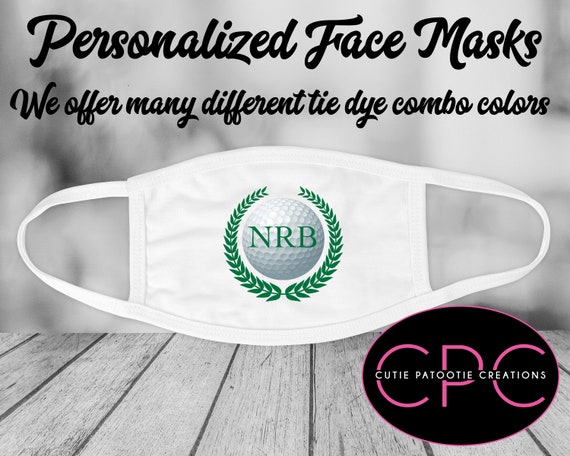 Golf Theme Baby Shower Personalized Masks - Made to Match Hand Sanitizer Available - Gender Reveal Baby Shower Face Masks Il_570xn