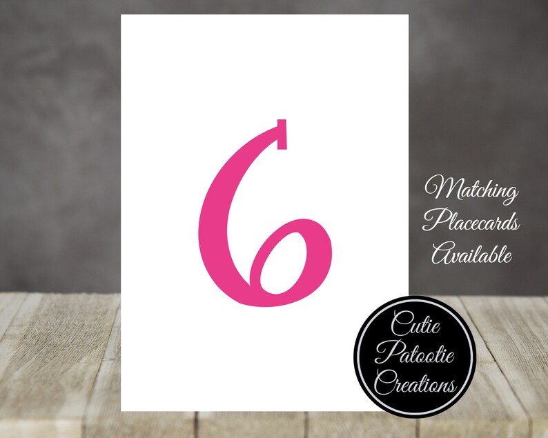 Table Number Cards for Weddings, Bat Mitzvah, Bar Mitzvah, Sweet 16 Choose your Font Choose your Colors image 3