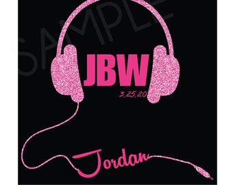 Custom Headphones Bar Mitzvah Logo, Club Theme Design