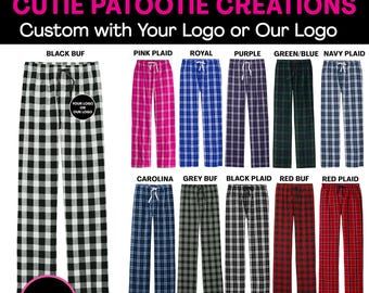 Personalized Flannel Plaid Lounge Pants, Party Pajama Favors