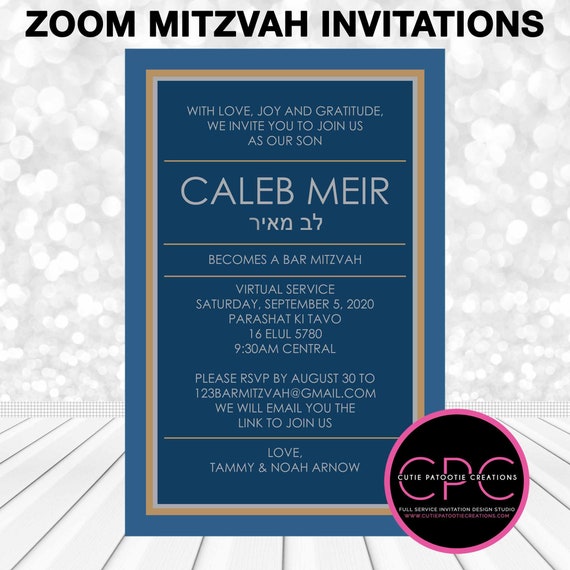 Zoom Bar Mitzvah Invitation, Virtual Service Bar Mitzvah Invitations, Zoom Mitzvah Invitation, Digital PDF File, Quarantine Invitation Il_570xn