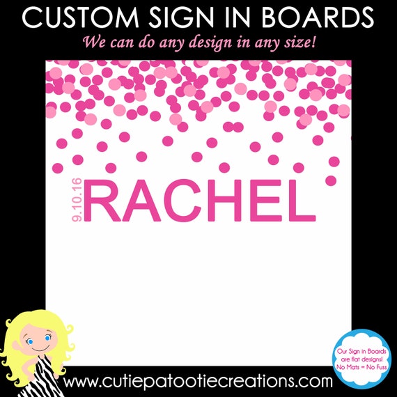 Bat Mitzvah Sign In Board, Bar Mitzvah Sign In Board, Sign in Pillow, Pink Confetti Il_570xn