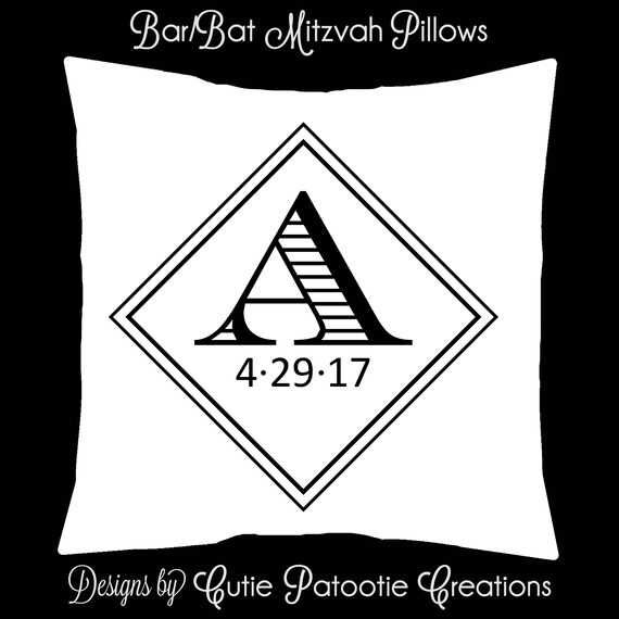 Personalized Monogram Bar Mitzvah Sign in Pillow | Custom Colors Available | Size 26 x 26 | We can do ANY THEME Il_570xn