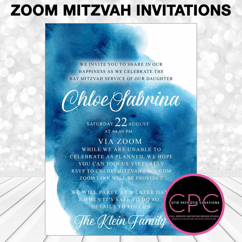 Zoom Bar Mitzvah Invitation Virtual Service Bar Mitzvah Etsy