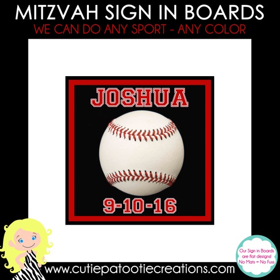 Baseball Bar Mitzvah Sign in Board - We can do All Sports - See listing description for size recommendation Il_570xn