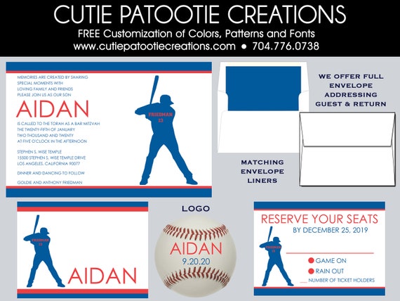 Baseball Bar Mitzvah Invitations - Choose Your Team Il_570xn