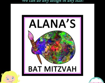 Art Theme Bat Mitzvah Sign In Board | Custom Colors