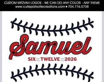 Custom Bar & Bat Mitzvah Logo | Personalized Mitzvah Logo Design | Digital Party Branding | Baseball Sports Theme