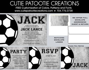 Soccer Bar Mitzvah Invitation – RSVP, Thank You Cards