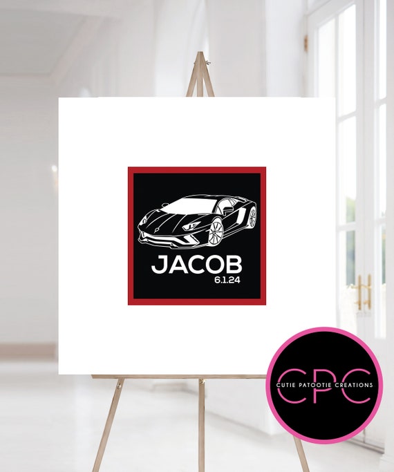 Lamborghini Bar Mitzvah Sign in Board | Luxury Car Theme Bar Mitzvah Guest Sign In | Mitzvah Sign in Pillow | Choose Your Colors Il_570xn