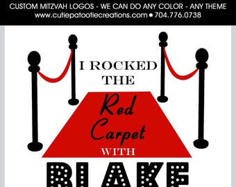 Custom Bar & Bat Mitzvah Logo | Red Carpet Theme | Name in Lights | Personalized Mitzvah Logo Design | Digital Party Branding