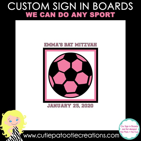 Soccer Ball Bat Mitzvah Sign in Board - Bat Mitzvah Sign in Board Il_570xn