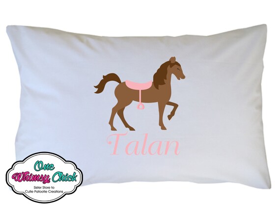 Pink Horse Pillow Case Personalized with Name Il_570xn
