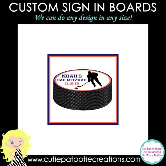 Hockey Bar Mitzvah Sign In Board, Bat Mitzvah Sign In Board, Sign in Pillow - CHOOSE YOUR COLORS Il_570xn