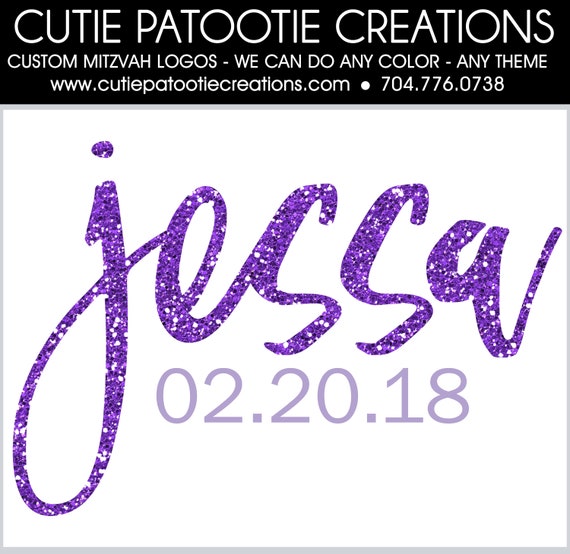Bat Mitzvah Logo - Monogram Name in Glitter Bat Mitzvah Logo - Custom Colors Available FREE Il_570xn
