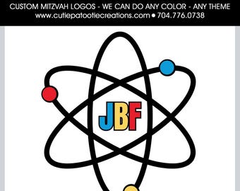Custom Bar & Bat Mitzvah Logo | Personalized Mitzvah Branding | Digital Logo Design for Invitations, Swag and Decor | Science Theme