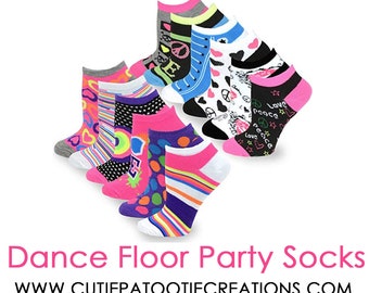 Dance Floor Party Socks for Bar and Bat Mitzvah | Sweet 16 | Quinceanera | Wedding | Pink and Black