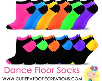 Dance Floor Party Socks for Bar and Bat Mitzvah | Sweet 16 | Quinceanera | Wedding | Neon Bright Colors