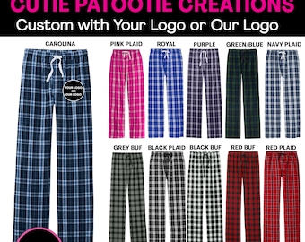 Flannel Plaid Lounge Pants, Custom Logo Party Favors