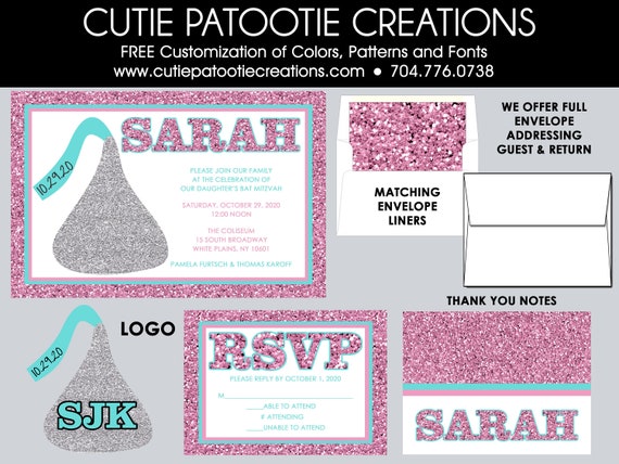Bat Mitzvah Invitations | Candy Theme Bat Mitzvah Invitation Il_570xn