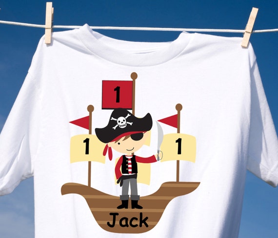Boy Pirate TShirt or Bodysuit Personalized Boy Birthday Party Shirt Il_570xn