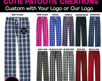 NAVY BLUE - Custom Personalized Flannel Pajama Lounge Pant Party Favor Swag for Bar Bat Mitzvah, Wedding, Sweet 16 - Your Logo or Our Logo