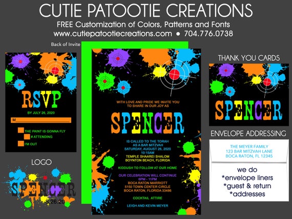 bar mitzvah invitations paintball