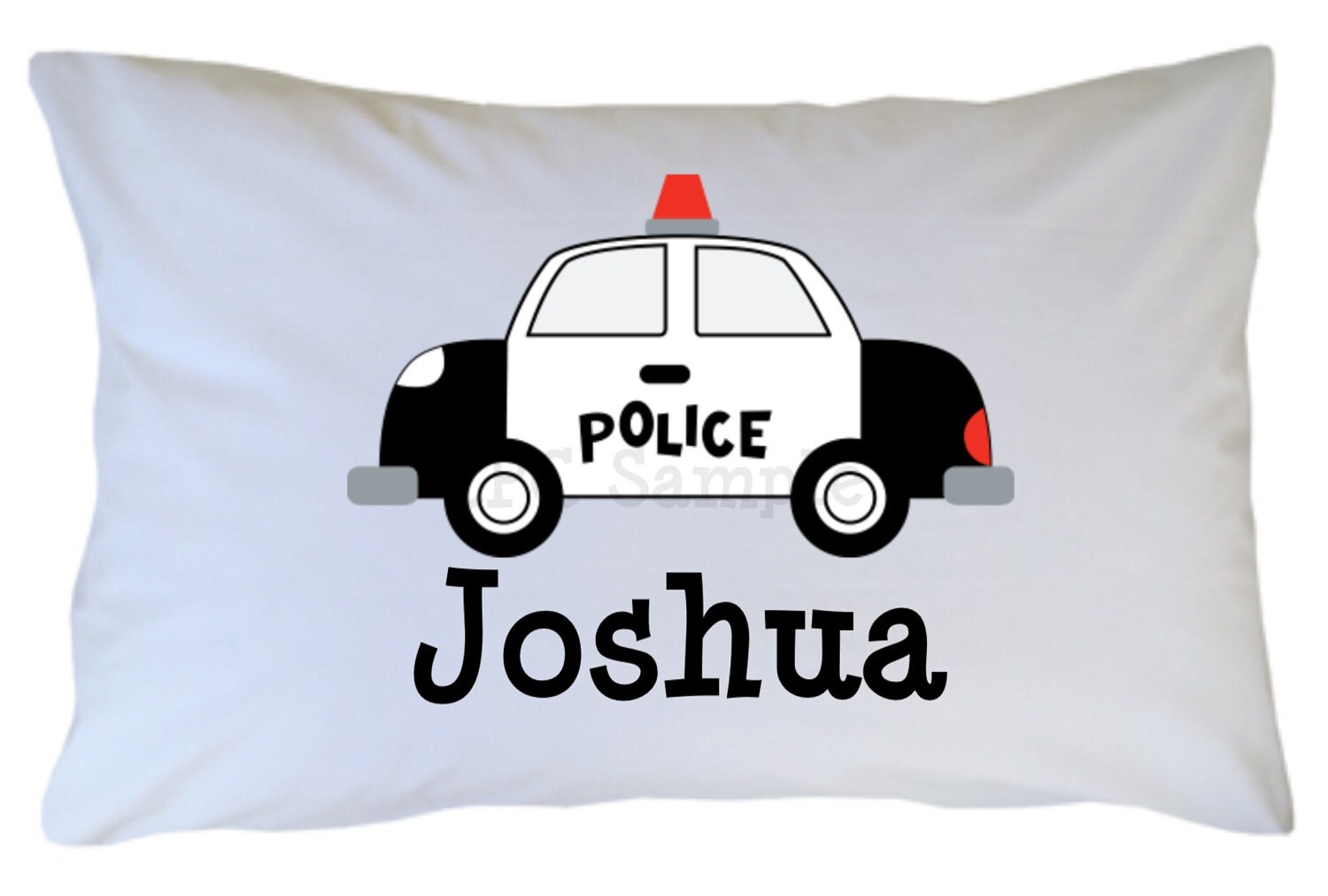 Police Car Pillow Case Black and White Personalized PillowCase