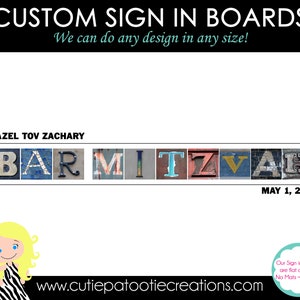 Mazel Tov Bat Mitzvah Sign in Board, Mazel Tov Bar Mitzvah Sign in Board image 7