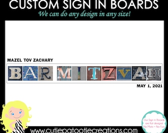 Bar Mitzvah Guest Book, Bar Mitzvah Sign in Board, Bar Mitzvah Decor